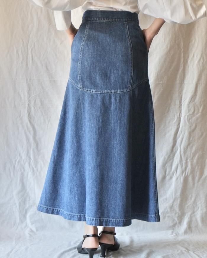 Mame Kurogouchi:Denim Flared Skirt - BLUE - ORANN ONLINE SHOP Mame Kurogouchi:Denim Flared Skirt - BLUE - ORANN ONLINE SHOP