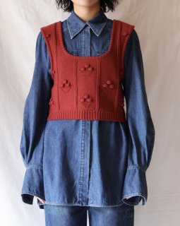 Mame Kurogouchi Bubble Pattern Sleeveless Knitted Top - BORDEAUX