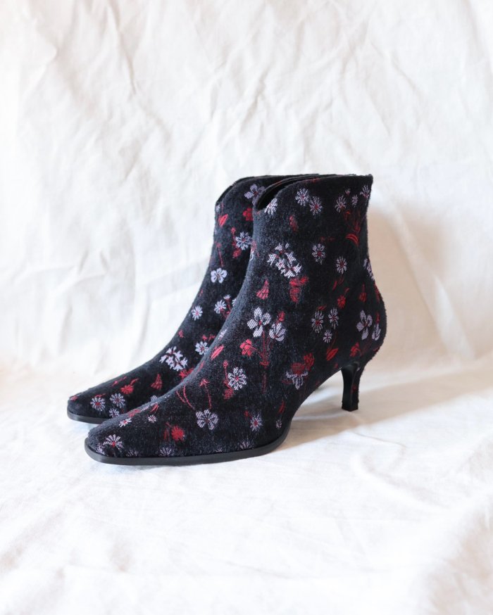 Mame Kurogouchi：Floral Jacquard Boots - BLACK - ORANN ONLINE SHOP