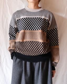 CristaseyaJACQUARD OVERSIZED CASHMERE SWEATER - CREAM/CAMEL