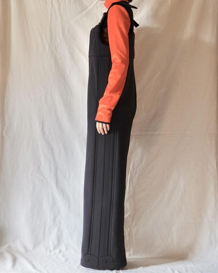 Mame Kurogouchi:Jomon Pattern Knitted Overalls - BLACK Mame Kurogouchi:Jomon Pattern Knitted Overalls - BLACK