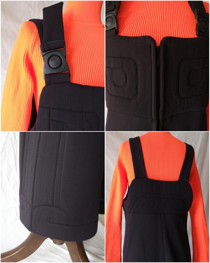 Mame Kurogouchi:Jomon Pattern Knitted Overalls - BLACK Mame Kurogouchi:Jomon Pattern Knitted Overalls - BLACK