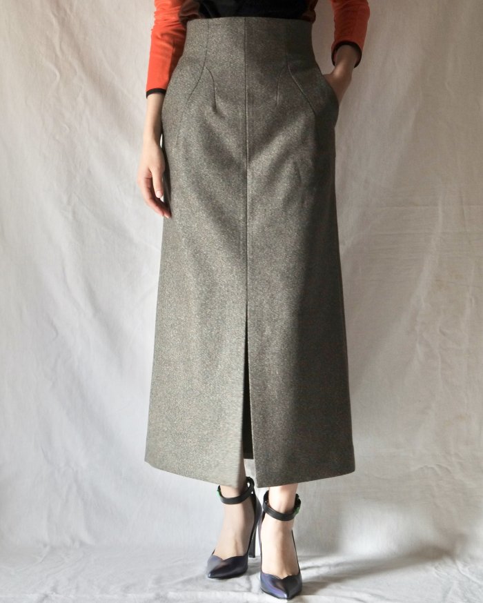 Mame Kurogouchi：Melange Flannel Skirt - GREEN - ORANN 通販サイト