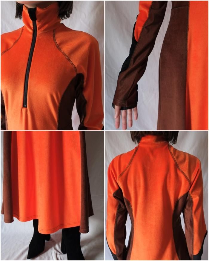 Mame Kurogouchi:Velour Jersey Flared Dress - ORANGE - ORANN Mame Kurogouchi:Velour Jersey Flared Dress - ORANGE - ORANN