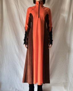 Mame KurogouchiVelour Jersey Flared Dress - ORANGE