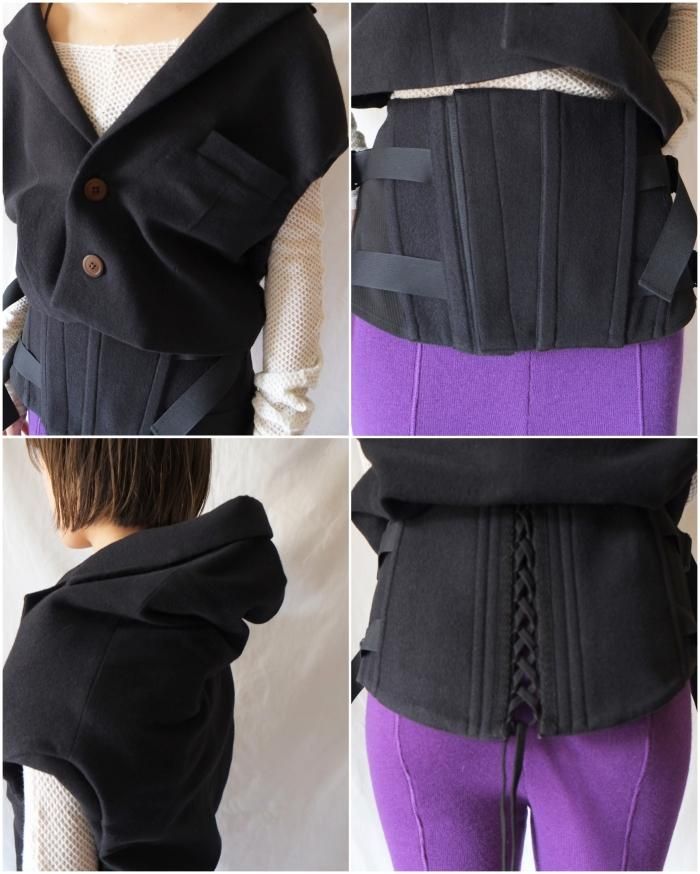 FUMIKA UCHIDA: W-CLOTH SINGLE BREASTED SLEEVELESS JACKET FUMIKA UCHIDA: W-CLOTH SINGLE BREASTED SLEEVELESS JACKET