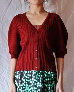 Christian WijnantsSHORT SLEEVE RIB KNIT CARDIGAN - MAHOGANY