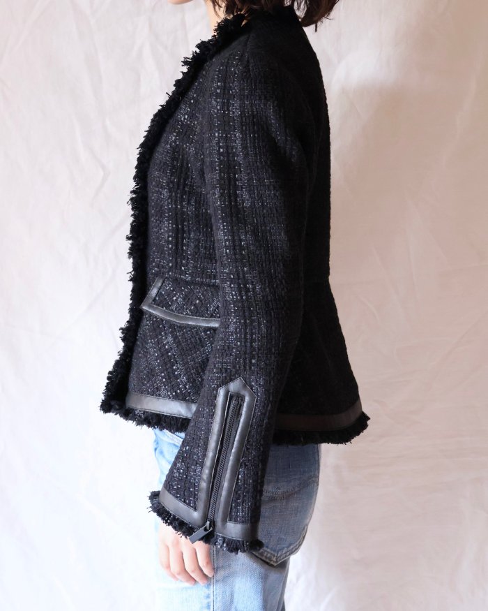 Mame Kurogouchi：Crafted Tweed Biker Jacket - BLACK - ORANN 通販サイト