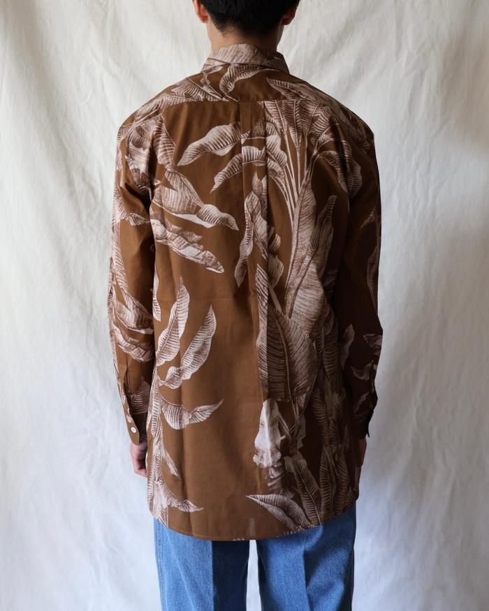 Cristaseya：OVERSIZED CLASSIC COLLAR SHIRT - BROWN LEAVES - ORANN