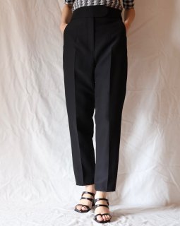 Mame Kurogouchi：Silk Wool Double Cloth Tapered Trousers - BLACK