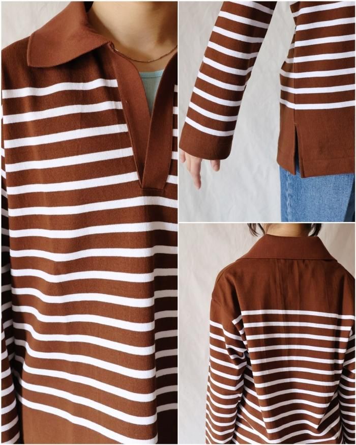 Ernie Palo:BASQUE BORDER SKIPPER L/S - BROWN - ORANN ONLINE Ernie Palo:BASQUE BORDER SKIPPER L/S - BROWN - ORANN ONLINE