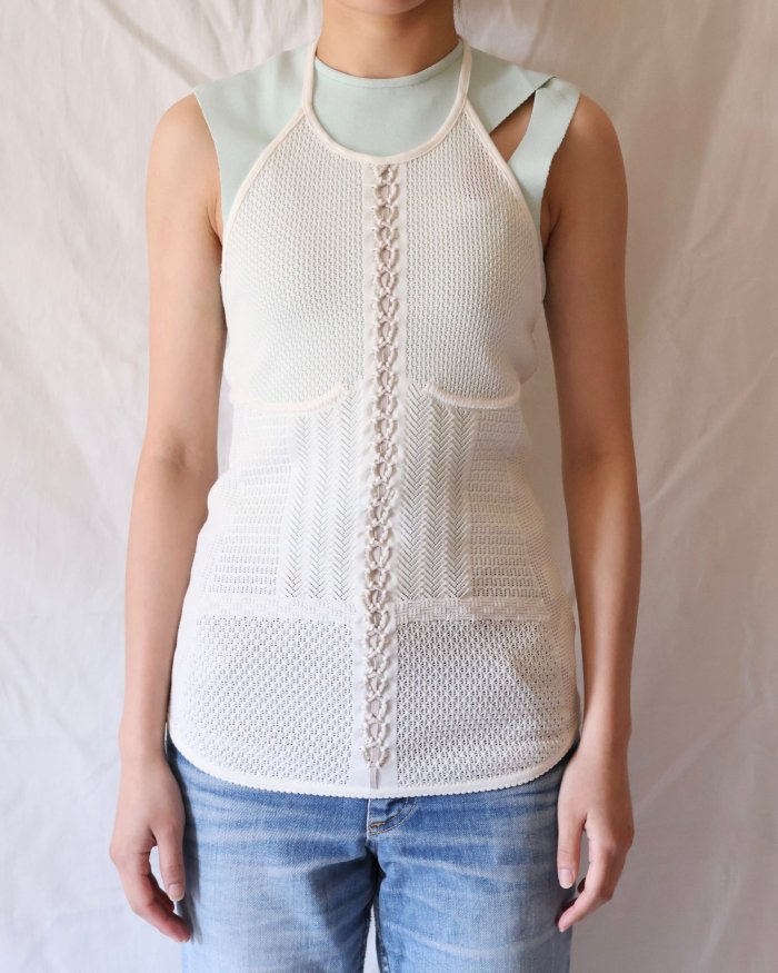 Mame Kurogouchi：Openwork Lace-up Knitted Top - WHITE - ORANN 通販サイト