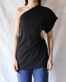 FUMIKA UCHIDAJERSEY ONE-SHOULDER TOP - BLACK