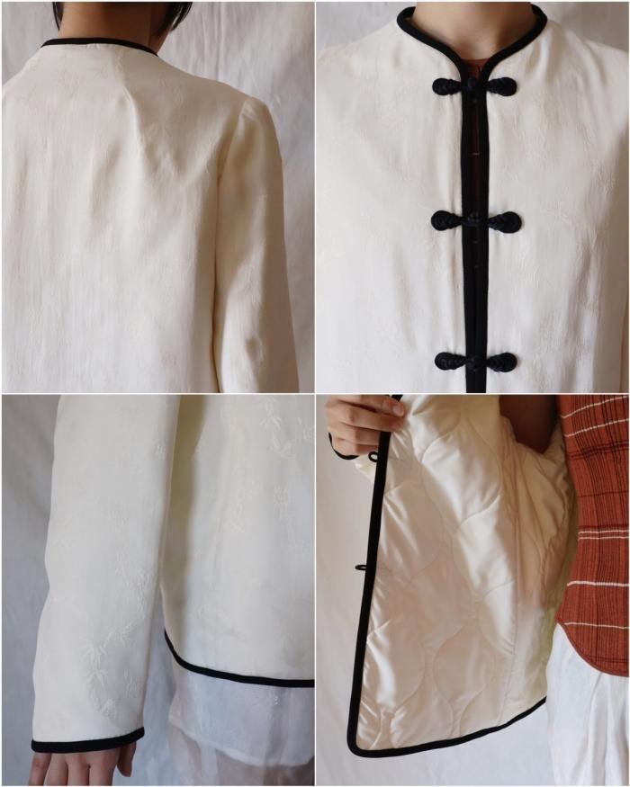 Mame Kurogouchi:Crane Pattern Jacquard Jacket - ECRU Mame Kurogouchi:Crane Pattern Jacquard Jacket - ECRU