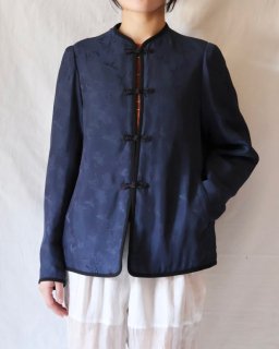 Mame Kurogouchi：Crane Pattern Jacquard Jacket - NAVY