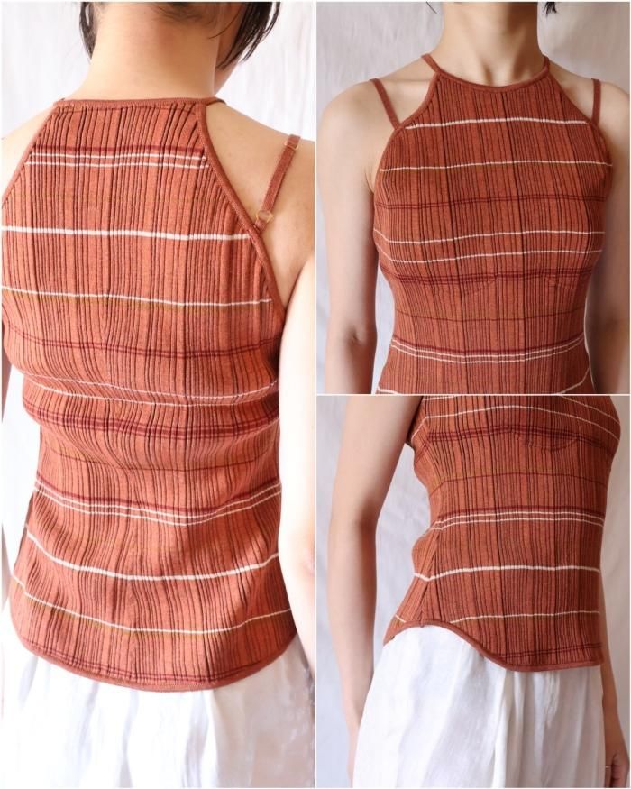 Mame Random Ribbed Plaid Knitted Top / 3 www.albaraka-ins.com