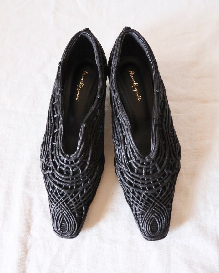 Mame Kurogouchi：Cord Embroidery Egg Heel Pumps - BLACK - ORANN 通販サイト