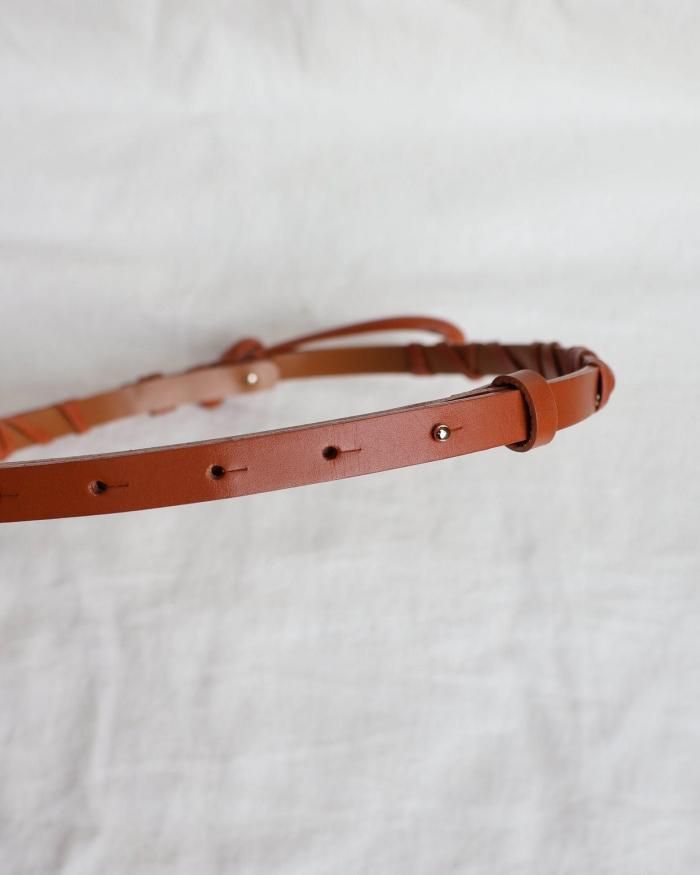 Mame Kurogouchi:Basket Detailed Leather Belt - BROWN Mame Kurogouchi:Basket Detailed Leather Belt - BROWN