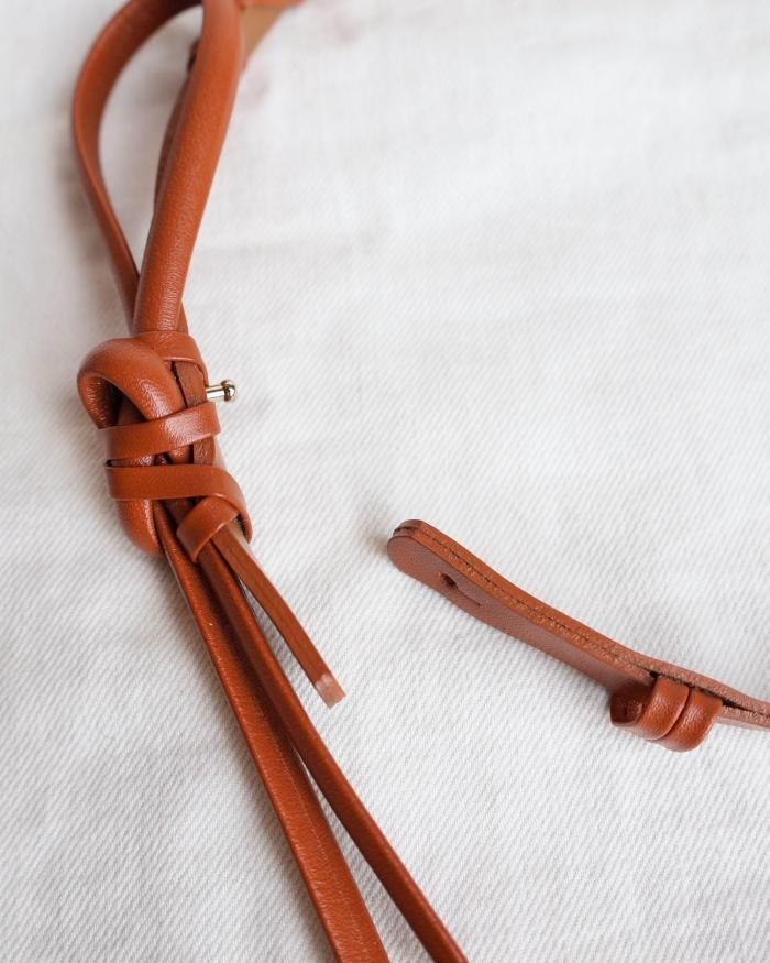 Mame Kurogouchi:Basket Detailed Leather Belt - BROWN Mame Kurogouchi:Basket Detailed Leather Belt - BROWN