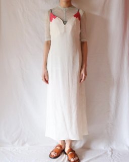 Mame Kurogouchi：Crane Pattern Jacquard Hand-Dyed Slip Dress - ECRU