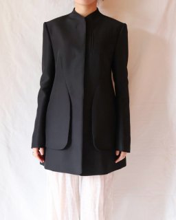 Mame KurogouchiSilk Wool Double Cloth Stand Collar Jacket - BLACK