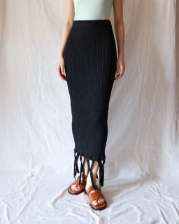 Mame Kurogouchi：Basket Weave Detailed Knitted Skirt - BLACK