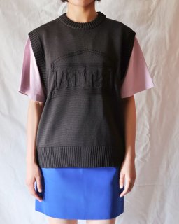 AriesRecycled Reverse Knit Temple Sweater Vest - BLACK 