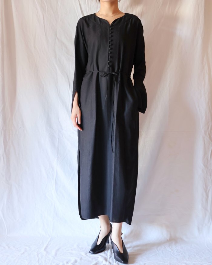 Mame Kurogouchi：Floral Pattern Silk Rayon Jacquard I-Line Dress