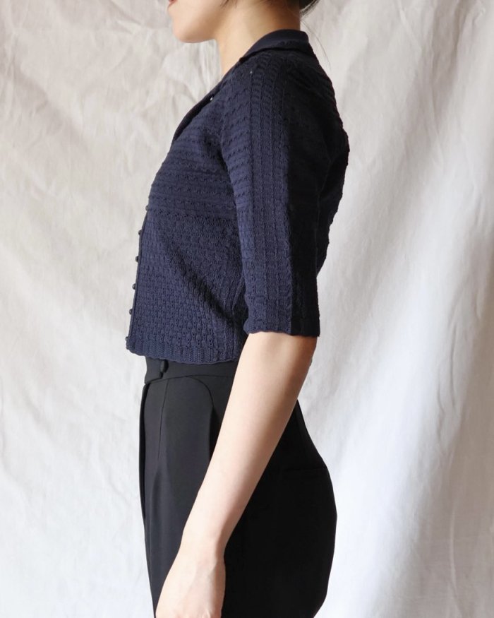 Mame Kurogouchi：Lace Knitted Top - NAVY - ORANN 通販サイト