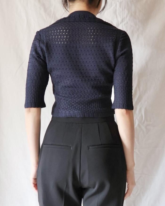 Mame Kurogouchi：Lace Knitted Top - NAVY - ORANN 通販サイト