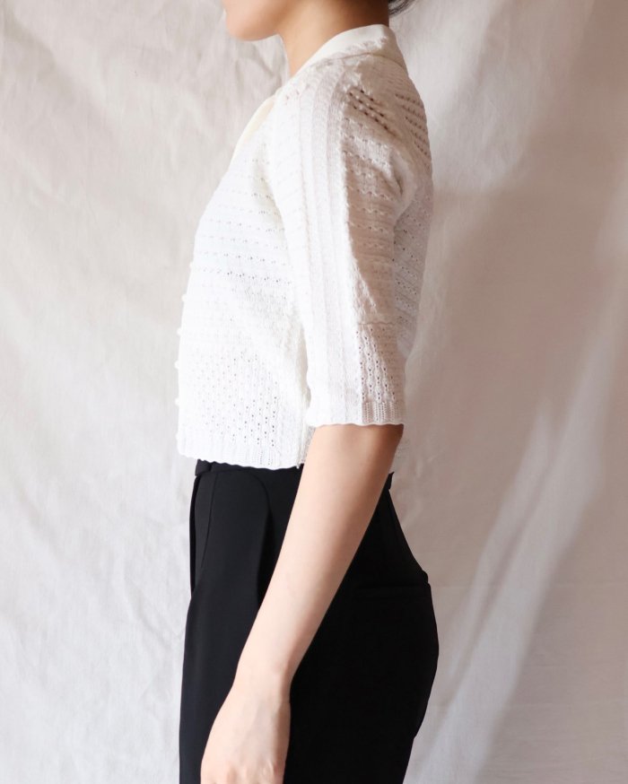 Mame Kurogouchi：Lace Knitted Top - WHITE - ORANN ONLINE SHOP