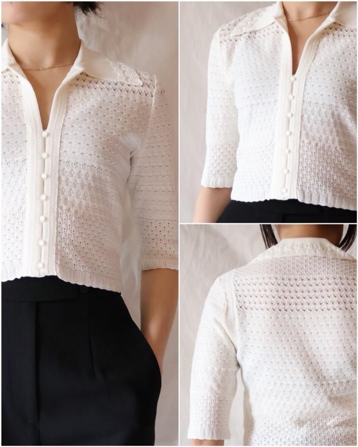 Mame Kurogouchi:Lace Knitted Top - WHITE - ORANN ONLINE SHOP Mame Kurogouchi:Lace Knitted Top - WHITE - ORANN ONLINE SHOP
