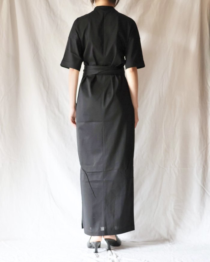 Mame Kurogouchi：Suvin Cotton Jersey Dress - BLACK - ORANN ONLINE SHOP