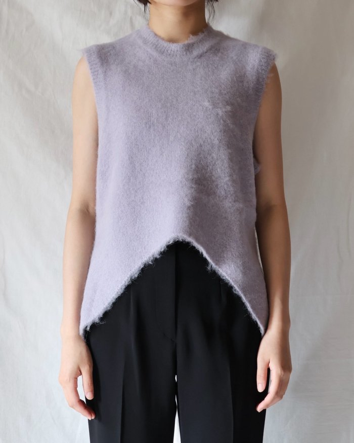 Mame Kurogouchi：Brused Alpaca Sleeveless Knitted Top - LAVENDER