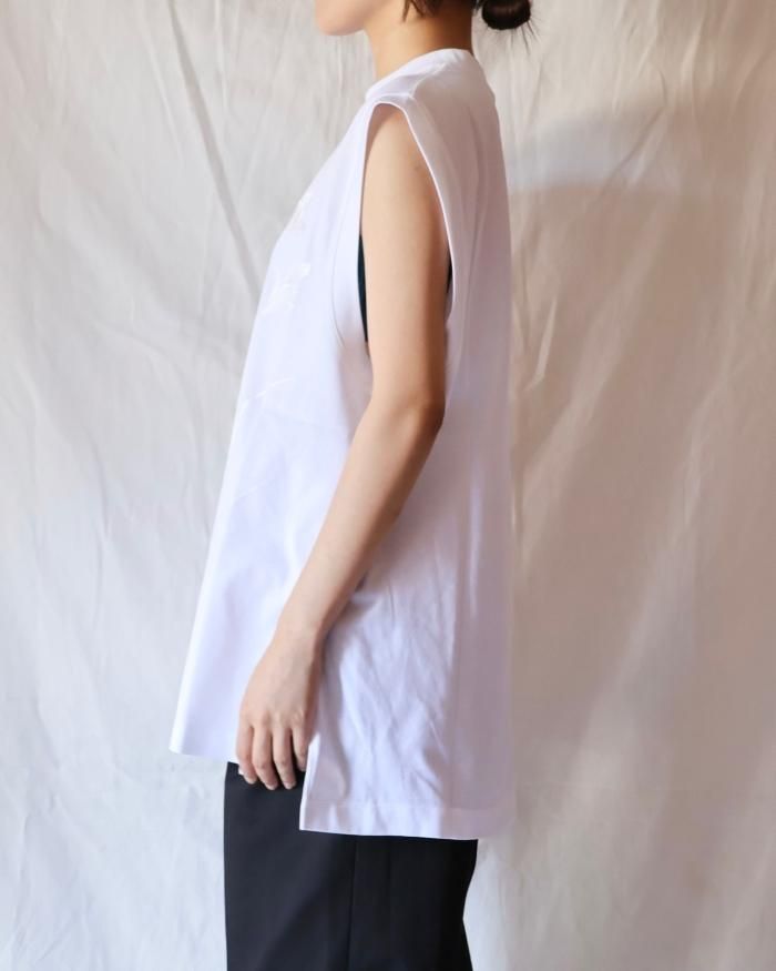 Mame Kurogouchi:Suvin Cotton Jersey Emboridery Top - WHITE Mame Kurogouchi:Suvin Cotton Jersey Emboridery Top - WHITE
