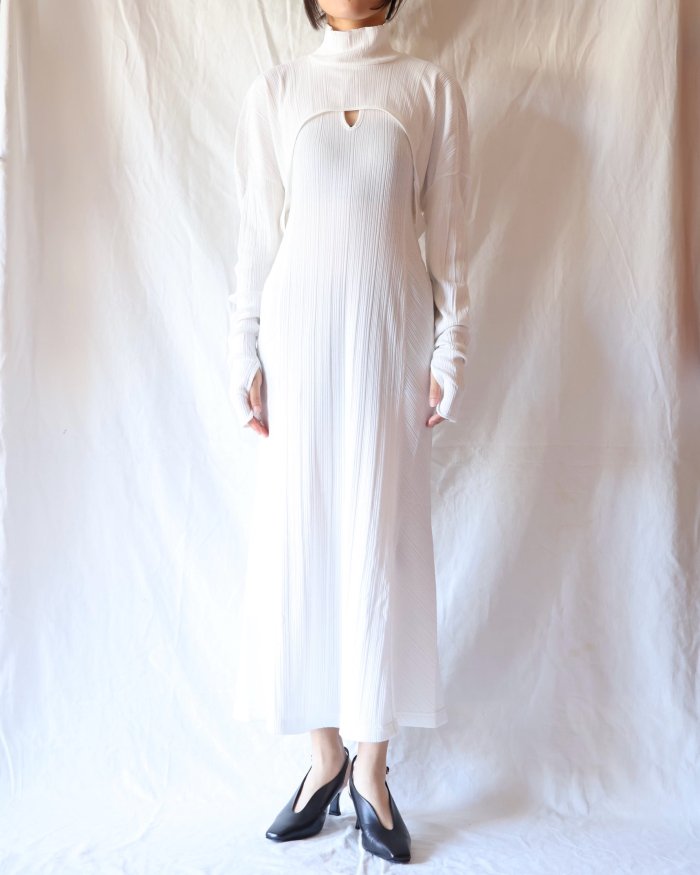 Mame Kurogouchi：Random Ribbed Organic Cotton 2 way Dress - WHITE - ORANN  通販サイト