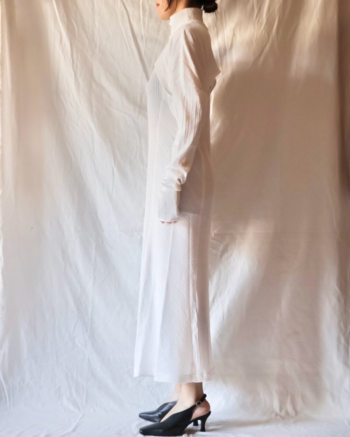 Mame Kurogouchi：Random Ribbed Organic Cotton 2 way Dress - WHITE - ORANN  ONLINE SHOP