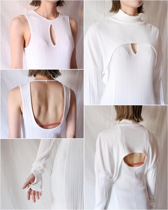 Mame Kurogouchi:Random Ribbed Organic Cotton 2 way Dress Mame Kurogouchi:Random Ribbed Organic Cotton 2 way Dress