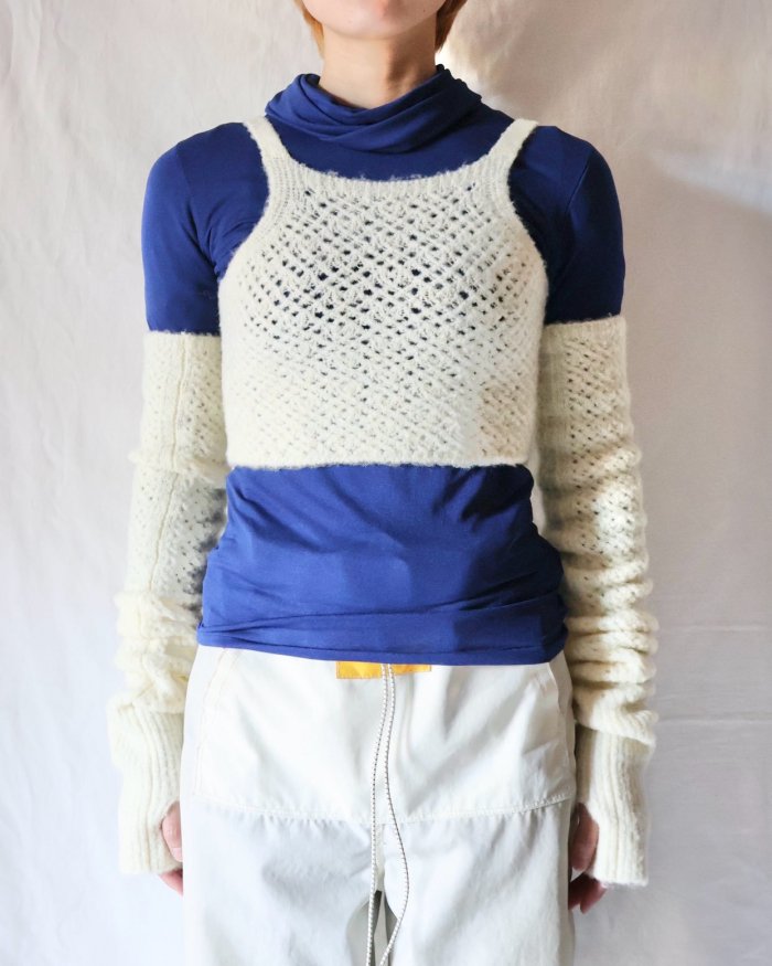 FUMIKA UCHIDA： STRECH MESH KNITTED BRATOP & ARMWORMERS - LIGHT  YELLOW - ORANN ONLINE SHOP