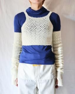 FUMIKA UCHIDASTRECH MESH KNITTED BRATOP & ARMWORMERS - LIGHT YELLOW