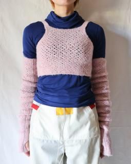 FUMIKA UCHIDASTRECH MESH KNITTED BRATOP & ARMWORMERS - LIGHT PINK