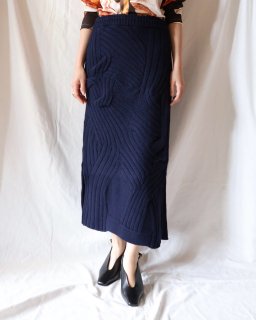 Mame KurogouchiBasket Motif Cable Stitch Knitted Skirt - NAVY