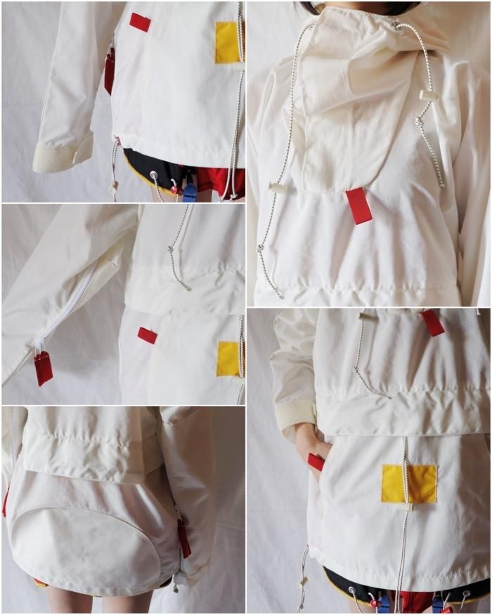 FUMIKA UCHIDA： NYLON HOODED PULLOVER WINDBREAKER - WHITE