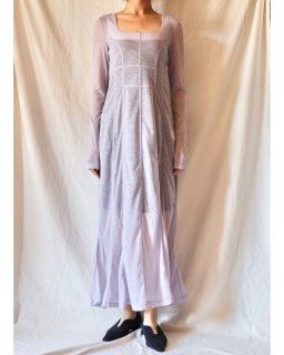 Mame KurogouchiHybrid Yarn Wool Jersey Square Neck Dress - PURPLE