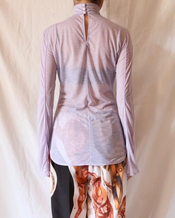 Mame Kurogouchi：Hybrid Yarn Wool Jersey High Neck Top