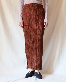 Mame KurogouchiWrinkle Pleats I-line Skirt - BROWN