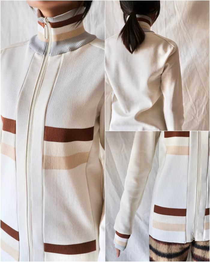 FUMIKA UCHIDA： STRIPED RIB TRACK JACKET - IVORY - ORANN