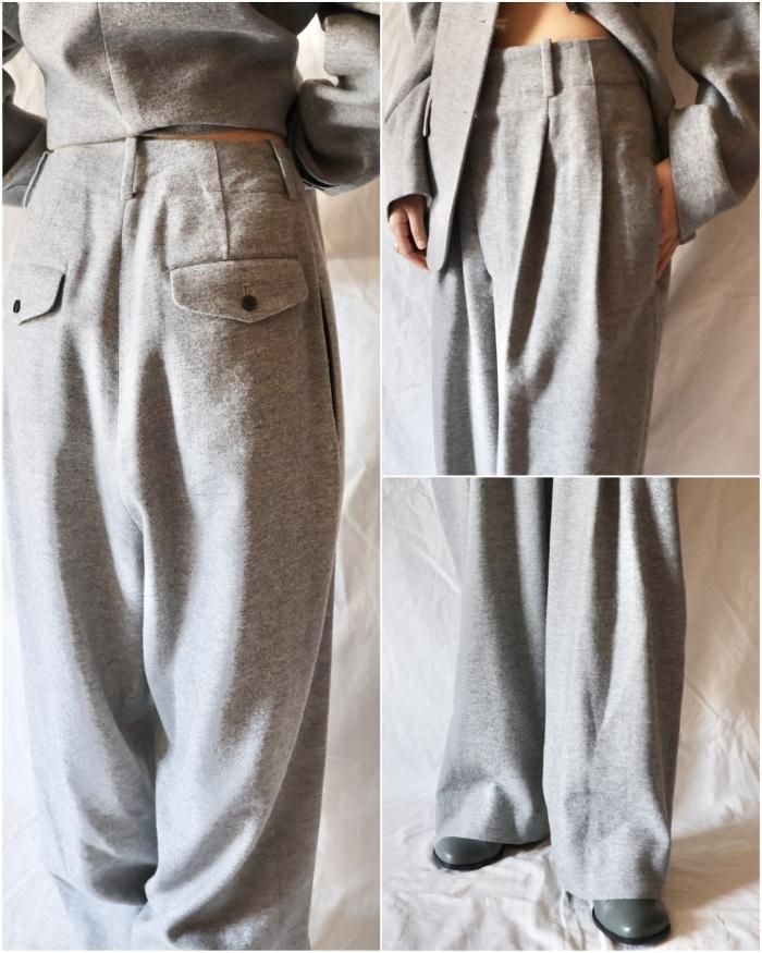 pelleq :W DOUBLE TICK TROUSERS - GREY - ORANN ONLINE SHOP pelleq :W DOUBLE TICK TROUSERS - GREY - ORANN ONLINE SHOP