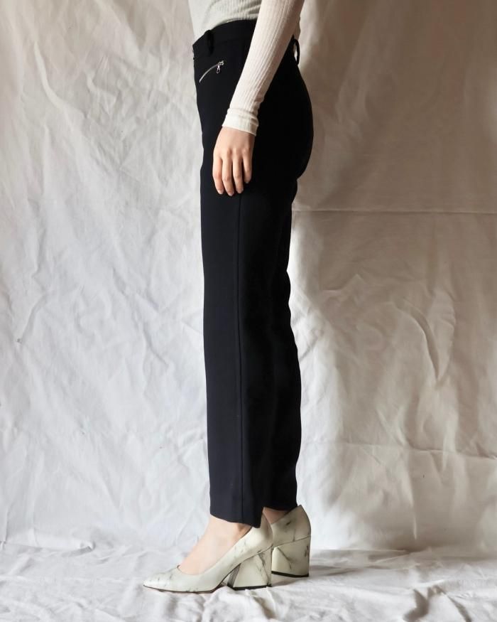 FUMIKA UCHIDA: DOUBLE FACED ZIP FLARED PANTS - NAVY - ORANN FUMIKA UCHIDA: DOUBLE FACED ZIP FLARED PANTS - NAVY - ORANN