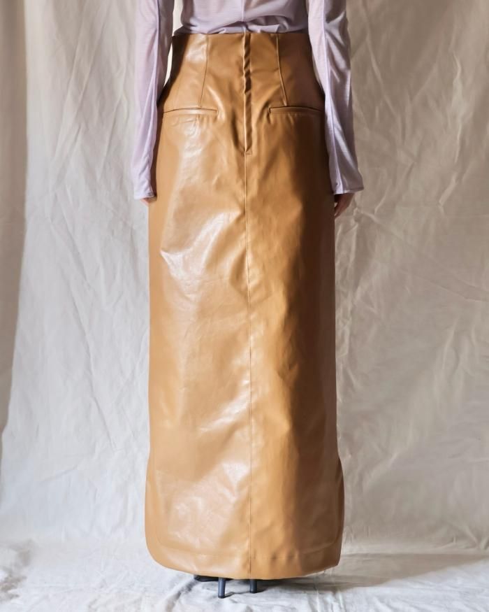 Mame Kurogouchi:Coated Cotton Gabardine Skirt - BEIGE Mame Kurogouchi:Coated Cotton Gabardine Skirt - BEIGE
